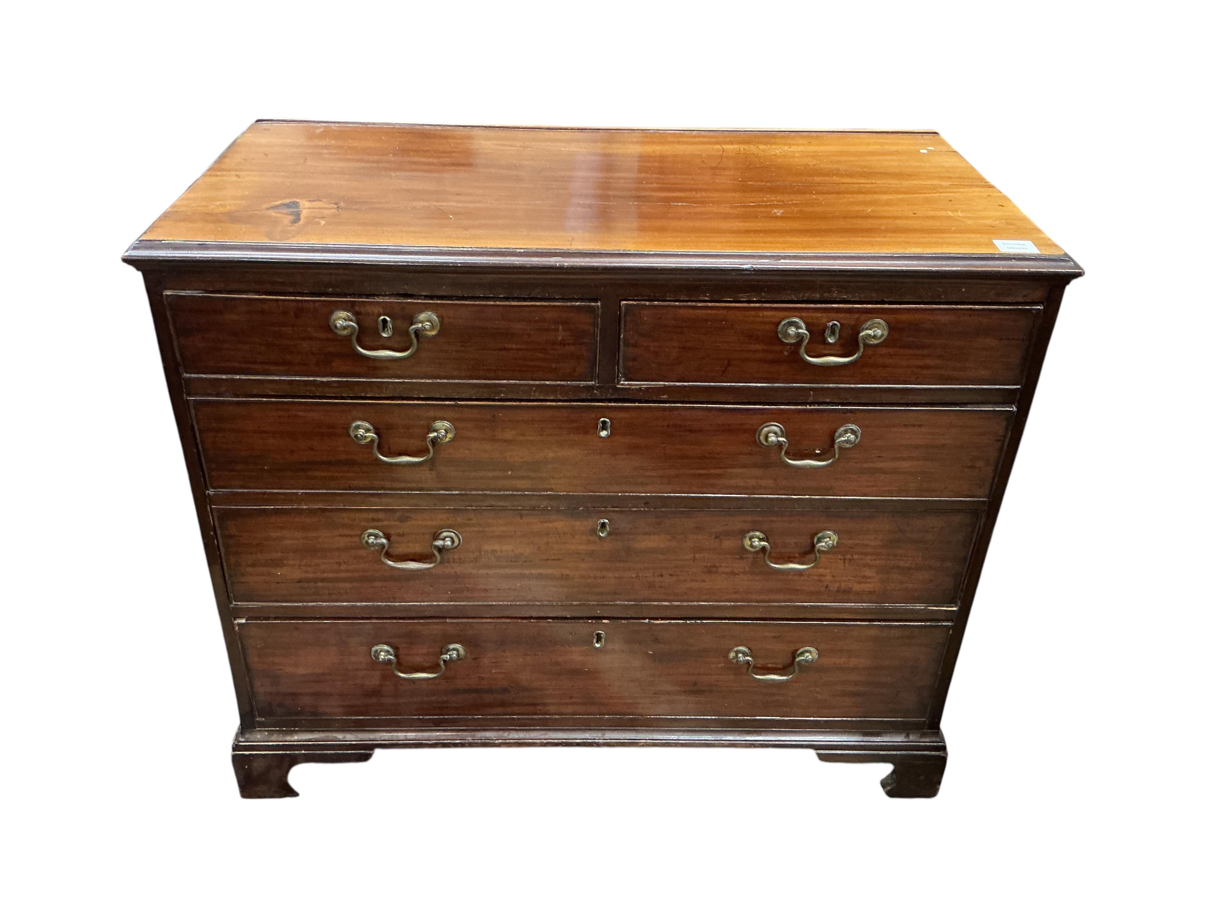 A small George III mahogany chest, width 97cm, depth 46cm, height 82cm